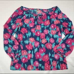 Anne Klein Watercolor Floral Tunic Top EUC